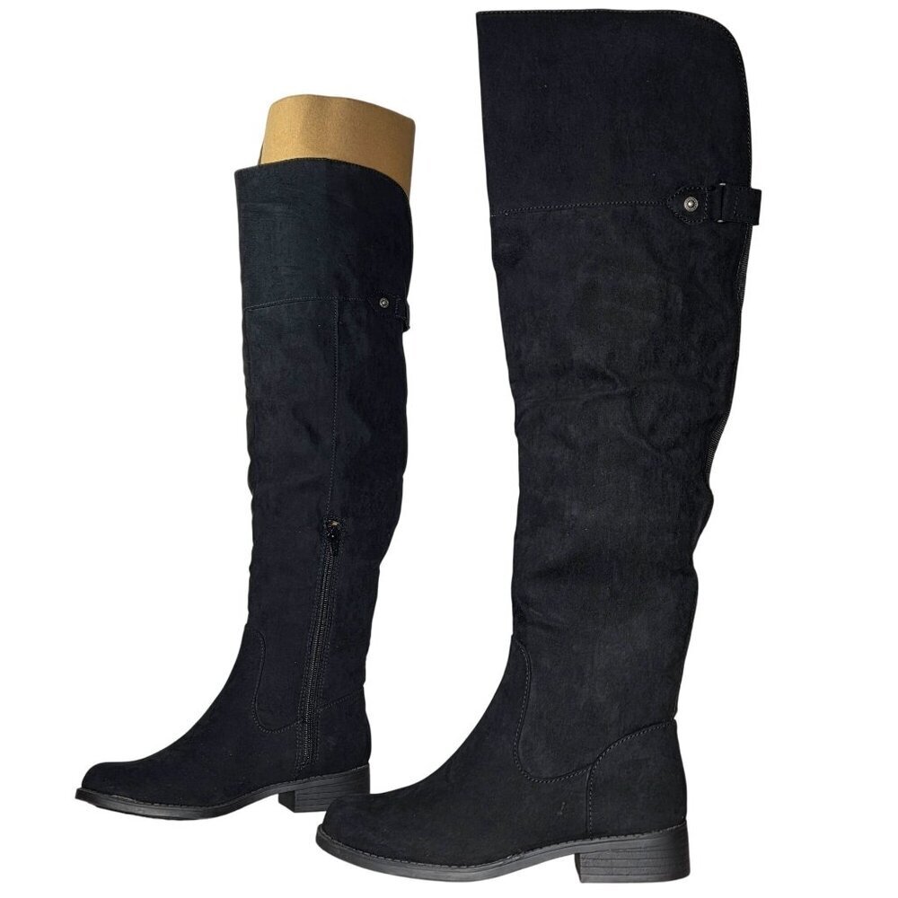 Sun + Stone Allicce Over-The-Knee Boots Black Microfiber